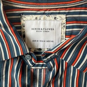 Denim & Flower Men's Multicolor Striped Shirt size M medium